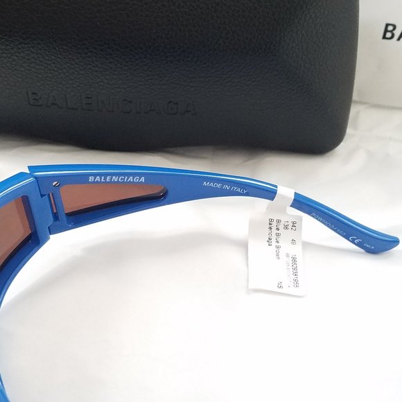 NWT BALENCIAGA 78MM Rectangle Blue Sunglasses - Picture 5 of 10